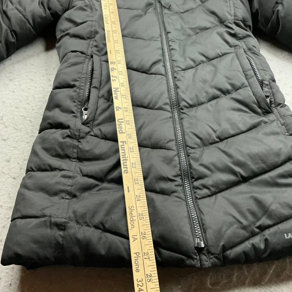 Lands' End Puffer Parka Faux Fur Hood Black Girl Small PrimaLoft Quilted Coat